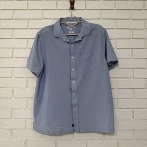 Greg Norman Blue & White Striped Button Down Shirt – Men’s Large